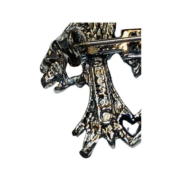 Gerrys Womens Blue Enamel Love Birds On A Perch Silver Tone Vintage Brooch - Picture 6 of 6